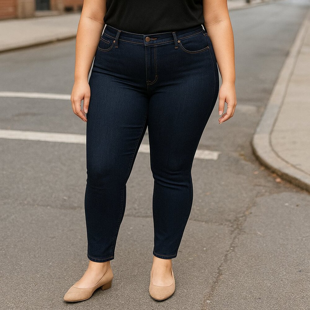 Good American Dark Indigo Ankle Jeans Stretchy Plus Size 30 New